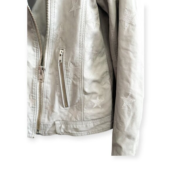 Samantha Sipos Seeing Stars Lamb Leather Biker Jacket Gray, Size S - Picture 10 of 16